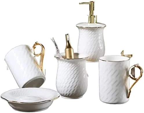 ست لوازم جانبی حمام، ست لوازم حمام سرامیکی به سبک باروک، ست حمام 5 تکه به سبک اروپایی، لوازم خلاقانه حمام، ست لوازم جانبی حمام