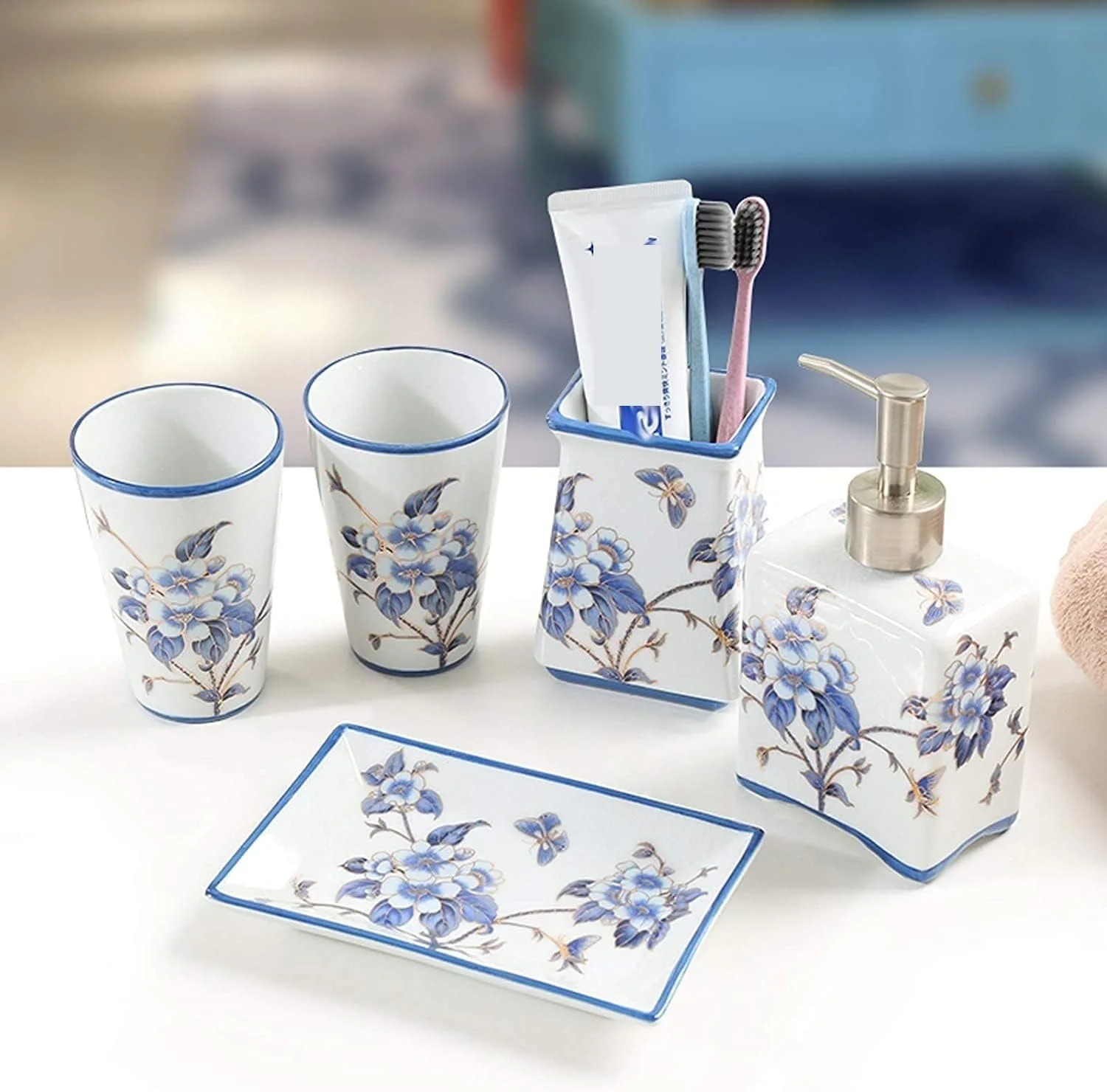 ست لوازم جانبی حمام، ست لوازم حمام سرامیکی گل های سنتی چینی، ست کامل لوازم حمام گل آبی و پرنده، ست لوازم جانبی حمام ست لوازم جانبی حمام، ست لوازم حمام سرامیکی گل های سنتی چینی، ست کامل لوازم حمام گل آبی و پرنده، ست لوازم جانبی حمام