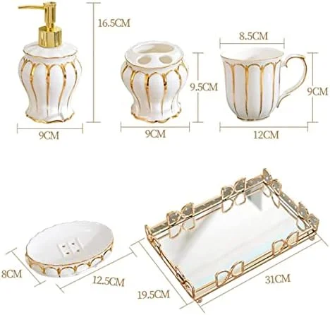 ست لوازم جانبی حمام، ست لوازم جانبی سرامیکی 5 تکه، ست لوازم جانبی حمام سرامیکی با طرح طلایی، ست حمام به سبک اروپایی، ست لوازم جانبی حمام برای هدیه ست لوازم جانبی حمام، ست لوازم جانبی سرامیکی 5 تکه، ست لوازم جانبی حمام سرامیکی با طرح طلایی، ست حمام به سبک اروپایی، ست لوازم جانبی حمام برای هدیه