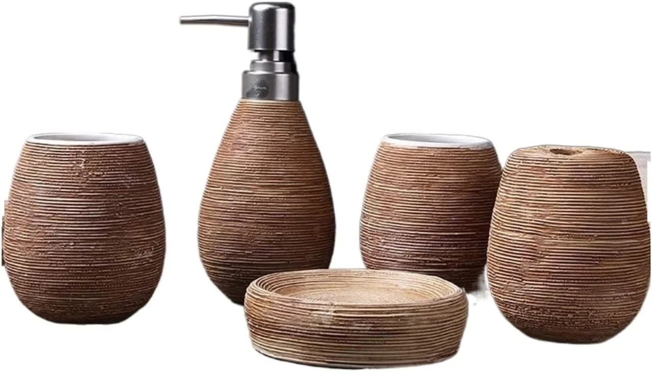 ست لوازم جانبی حمام، ست لوازم جانبی حمام سرامیکی به سبک اروپایی، 5 تکه، لوازم حمام