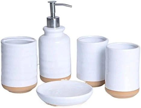 ست لوازم جانبی حمام، ست لوازم جانبی سرامیکی سفید، ست شستشوی سبک اروپایی 4/5/6 تکه