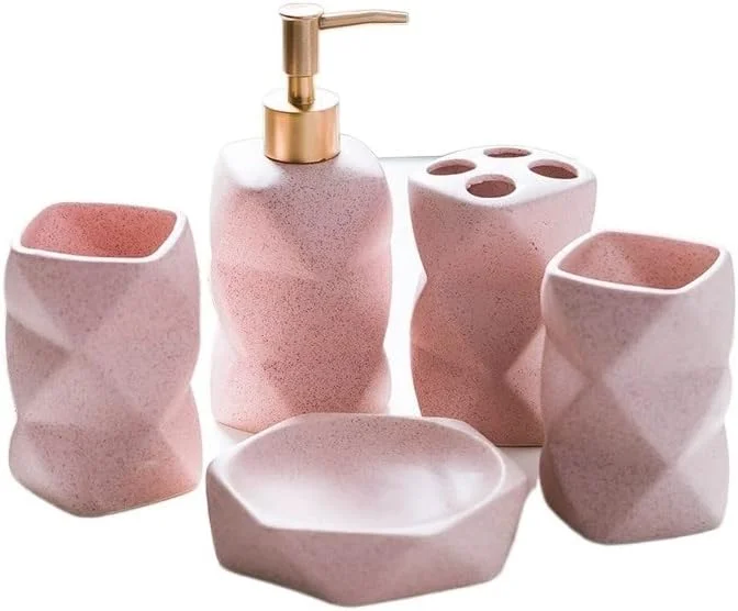 ست لوازم جانبی حمام، ست لوازم جانبی حمام، ست لوازم جانبی رومیزی حمام، پخش کننده صابون مایع، ظرف صابون لوسیون، جا مسواکی، ست لوازم جانبی حمام