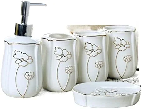 ست لوازم جانبی حمام، ست لوازم حمام به سبک اروپایی، 5 تکه، ست سرامیکی حمام، لوازم حمام، ست لوازم جانبی حمام لوکس و شیک