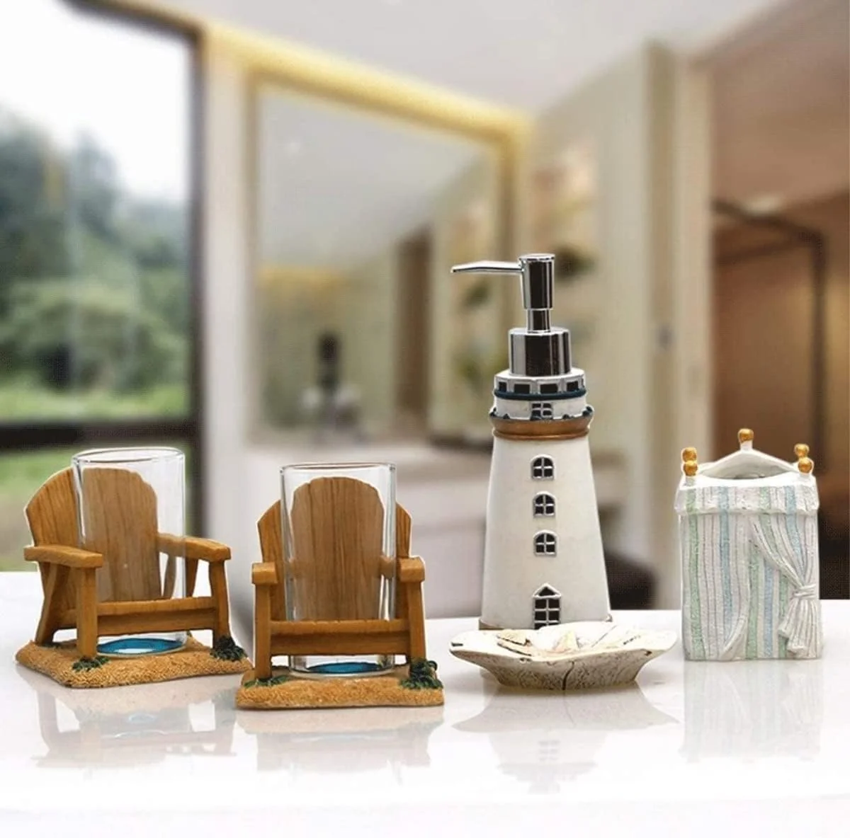 ست لوازم جانبی حمام، ست لوازم جانبی حمام رزینی 4 یا 5 تکه، ست حمام زیبا، ست لوازم جانبی حمام رزینی خلاقانه اروپایی، ست لوازم جانبی حمام