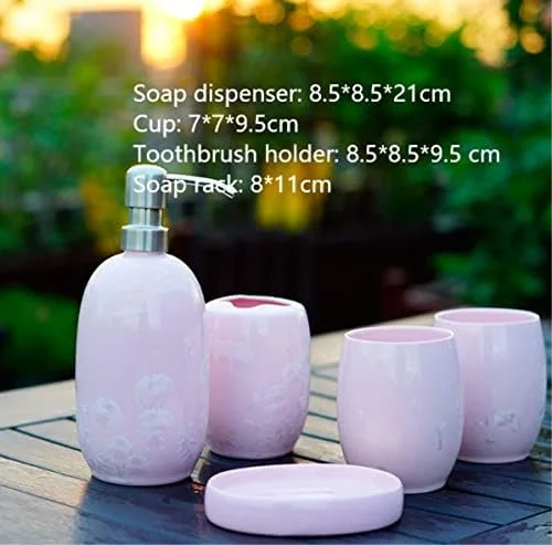 ست لوازم جانبی حمام، ست لوازم جانبی سرامیکی ساده پنج تکه фарфор یخی یشمی، ست 5 تکه لوازم حمام با رنگ ثابت