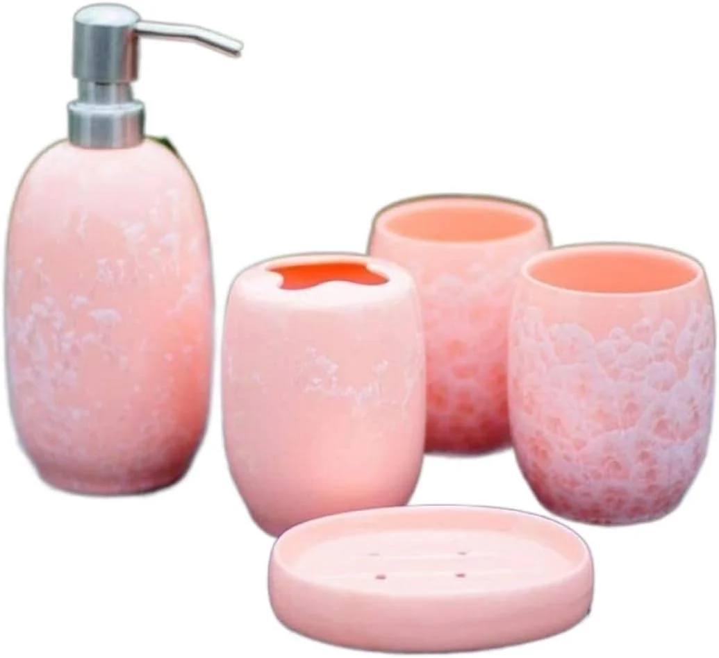 ست لوازم جانبی حمام، ست لوازم جانبی حمام، ست لوازم جانبی حمام سرامیکی ساده پنج تکه، چینی یخی یشمی، ست 5 تکه حمام، ست لوازم جانبی حمام رنگ ثابت