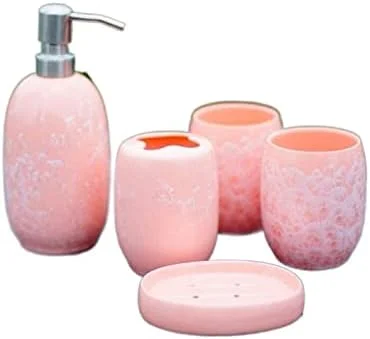 ست لوازم جانبی حمام، ست لوازم جانبی سرامیکی ساده پنج تکه، фарфор یخی یشمی، ست 5 تکه لوازم حمام، ست لوازم جانبی حمام رنگ ثابت