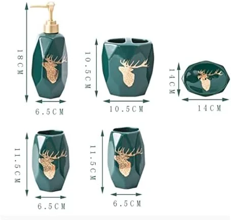 ست لوازم جانبی حمام، ست لوازم حمام سرامیکی پنج تکه، جا مسواکی حمام هتلی، ست لوازم بهداشتی ساده و خلاقانه حمام