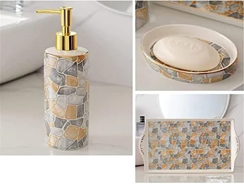 ست لوازم جانبی حمام، ست لوازم حمام، جام دهانشویه لوکس، جا مسواکی، لوازم حمام پنج تکه، ست حمام سرامیکی نوردیک، ست لوازم جانبی حمام