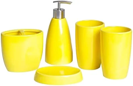 ست لوازم جانبی حمام، ست 5 تکه سرامیکی لوازم جانبی چند رنگ حمام، ست نظم دهنده حمام، ست سبک دلپذیر لوازم جانبی حمام