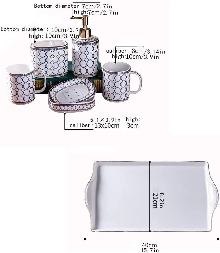 ست لوازم جانبی حمام، ست لوازم حمام، ست حمام 5 تکه، ست سینک حمام شامل سینی، جا مسواکی، لیوان، جا صابونی، مایع ریز صابون