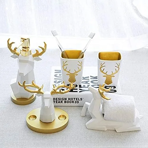 ست لوازم جانبی حمام، ست لوازم جانبی حمام رزینی، ست 5 تکه لوازم حمام، ست جا مسواکی، لیوان، جای صابون، ست جا مایع صابون، ست لوازم جانبی حمام