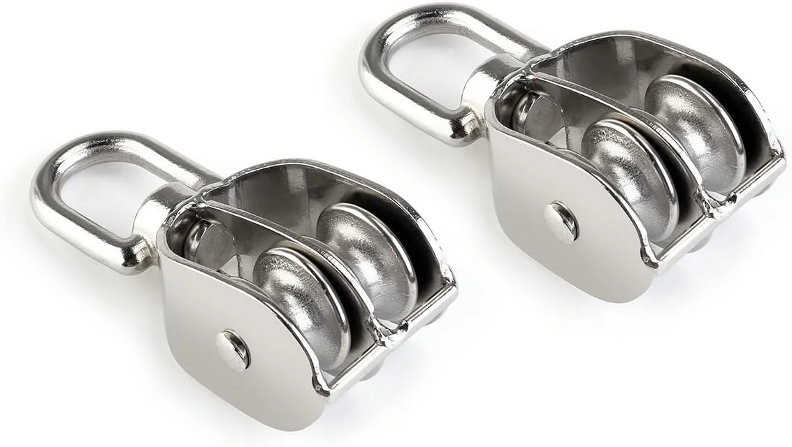 بلوک قرقره دوبل 2 عددی استیل ضد زنگ 304 با چرخش دوبل