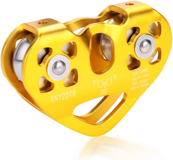 قرقره صعود GQCQGS، قرقره دوبل 30KN ترولی کابل نجات زیپ لاین تجهیزات سنگ نوردی در فضای باز