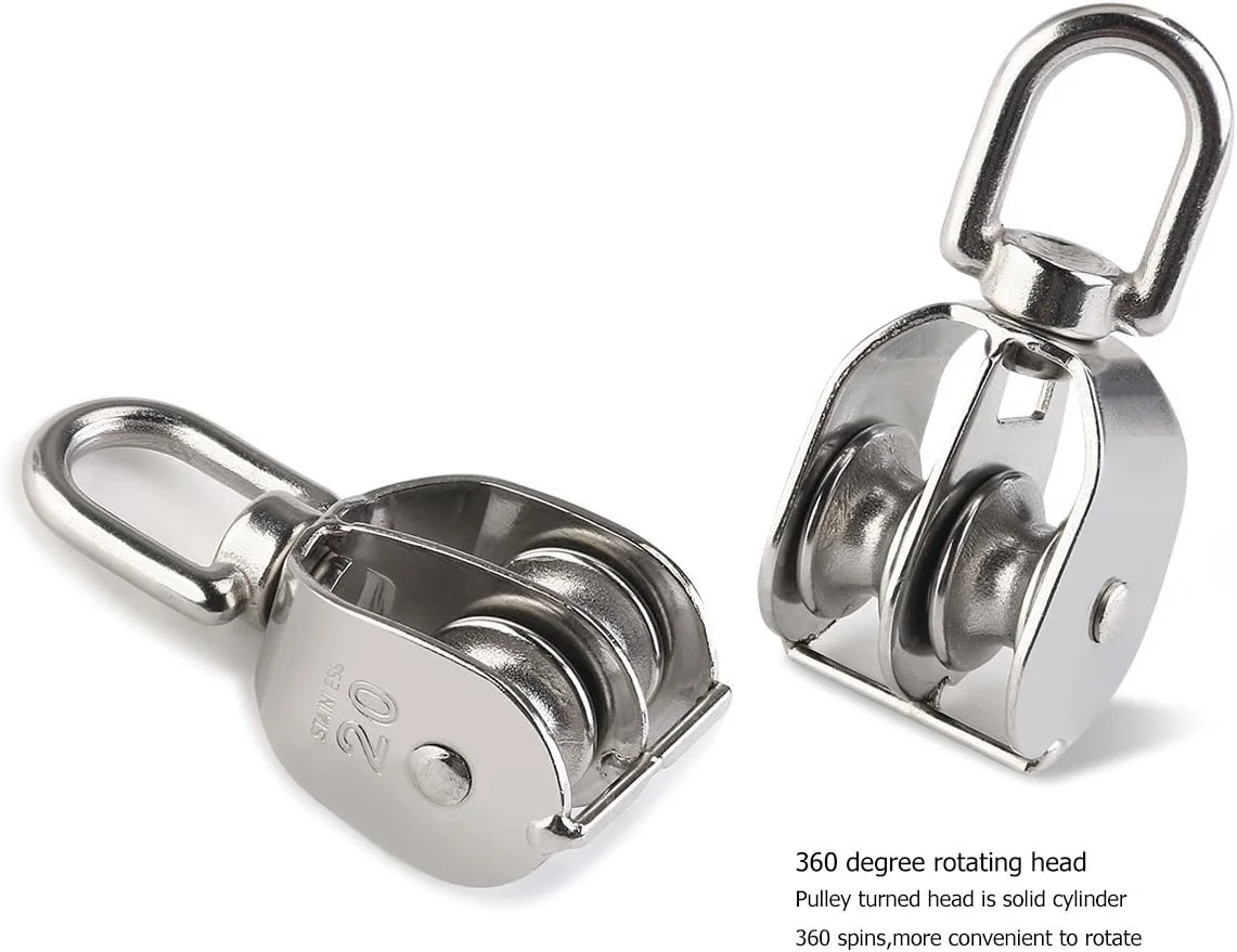 بلوک قرقره دوبل 2 عددی استیل ضد زنگ 304 با چرخش دوبل