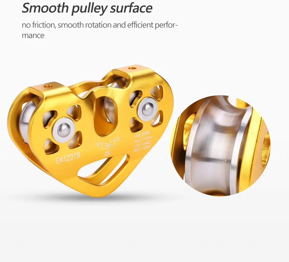 قرقره صعود GQCQGS، قرقره دوبل 30KN ترولی کابل نجات زیپ لاین تجهیزات سنگ نوردی در فضای باز