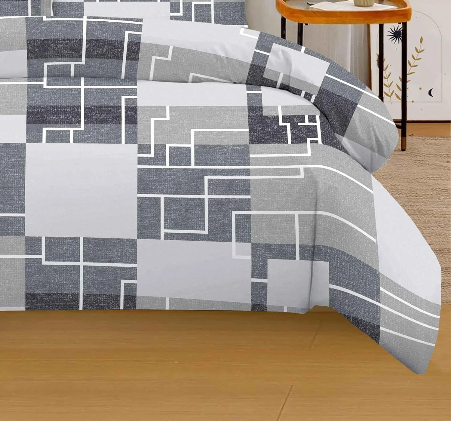 ست ملحفه 6 تکه آملی سایز کینگ (200 x 200+35 سانتی متر) پلی کتان شامل 1 روکش لحاف، 1 ملحفه کش دار، 2 روبالشی آکسفورد و 2 روبالشی استاندارد، با کیفیت بادوام و ماندگار