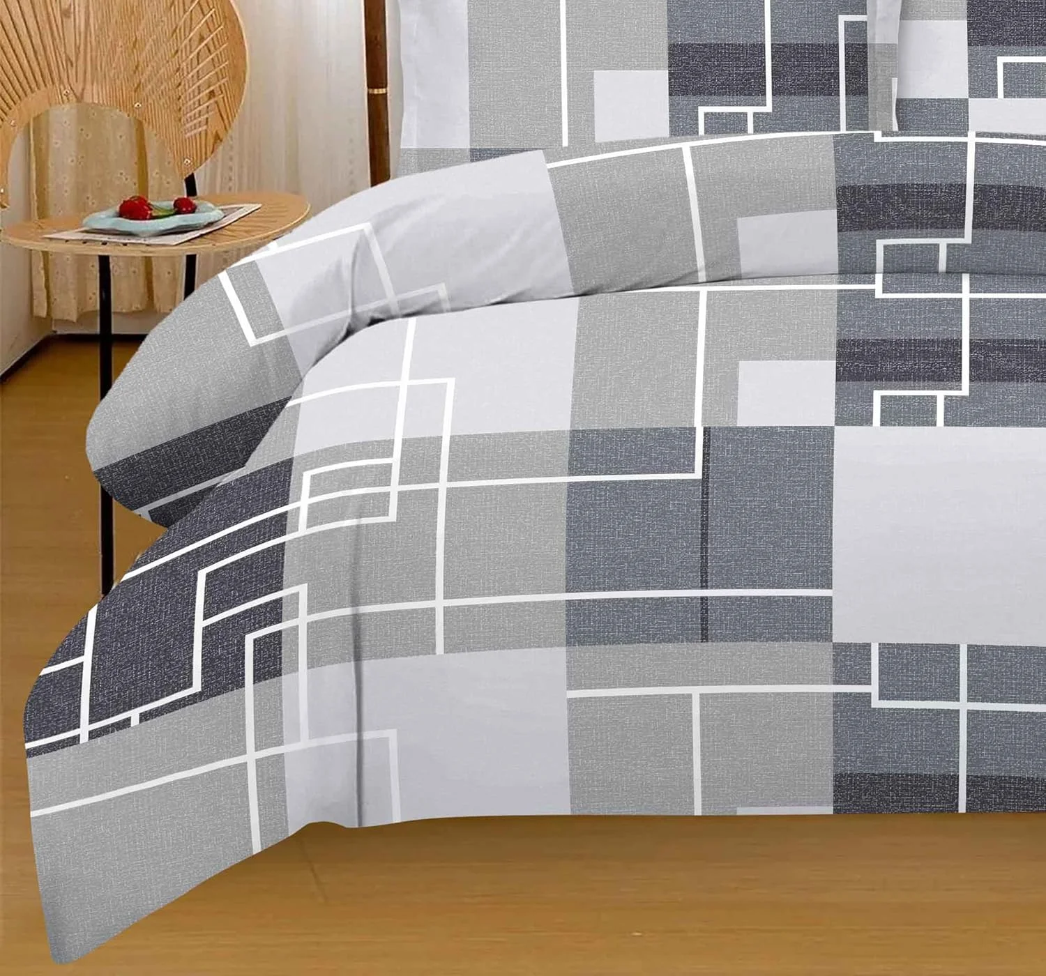 ست ملحفه 6 تکه آملی سایز کینگ (200 x 200+35 سانتی متر) پلی کتان شامل 1 روکش لحاف، 1 ملحفه کش دار، 2 روبالشی آکسفورد و 2 روبالشی استاندارد، با کیفیت بادوام و ماندگار