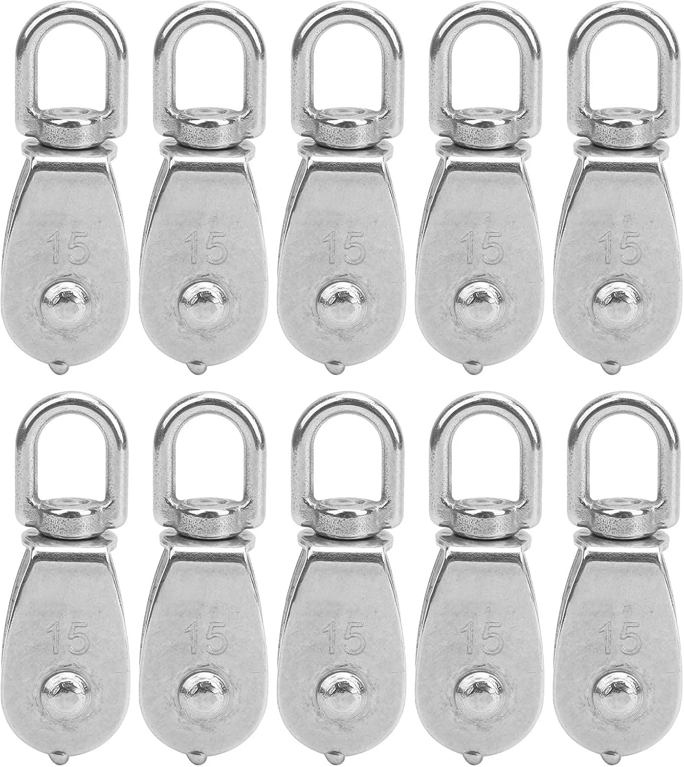 قر قره M15، 10 عدد قرقره M15 استیل ضد زنگ 304 طناب سیمی تک قرقره ضد زنگ برای بالابر جرثقیل