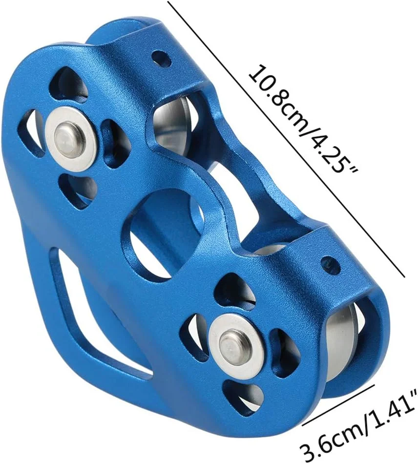 قرقره ترولی کابل 30KN/6700Lbs با 2 بلبرینگ - سیم بکسل آلومینیومی - ایده آل برای کوهنوردی، صخره نوردی، کار در ارتفاع، نجات - مناسب برای طناب 13 میلی متری