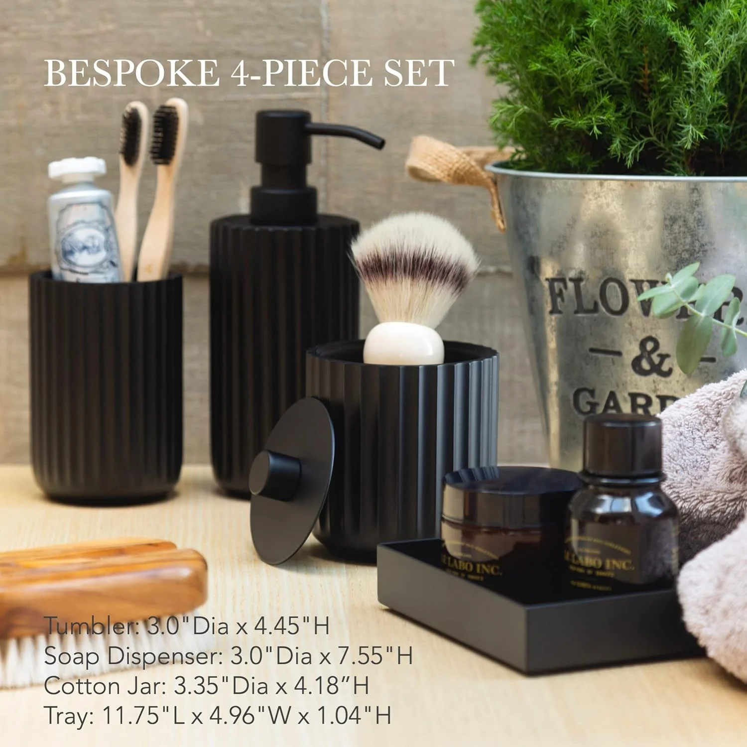 ست لوازم جانبی حمام، ست های لوازم حمام، ست های کامل لوازم جانبی حمام مشکی مات، ست لوازم جانبی حمام، دکور حمام خانه روستایی، ست جا مایع صابون حمام، دکور حمام بوهو