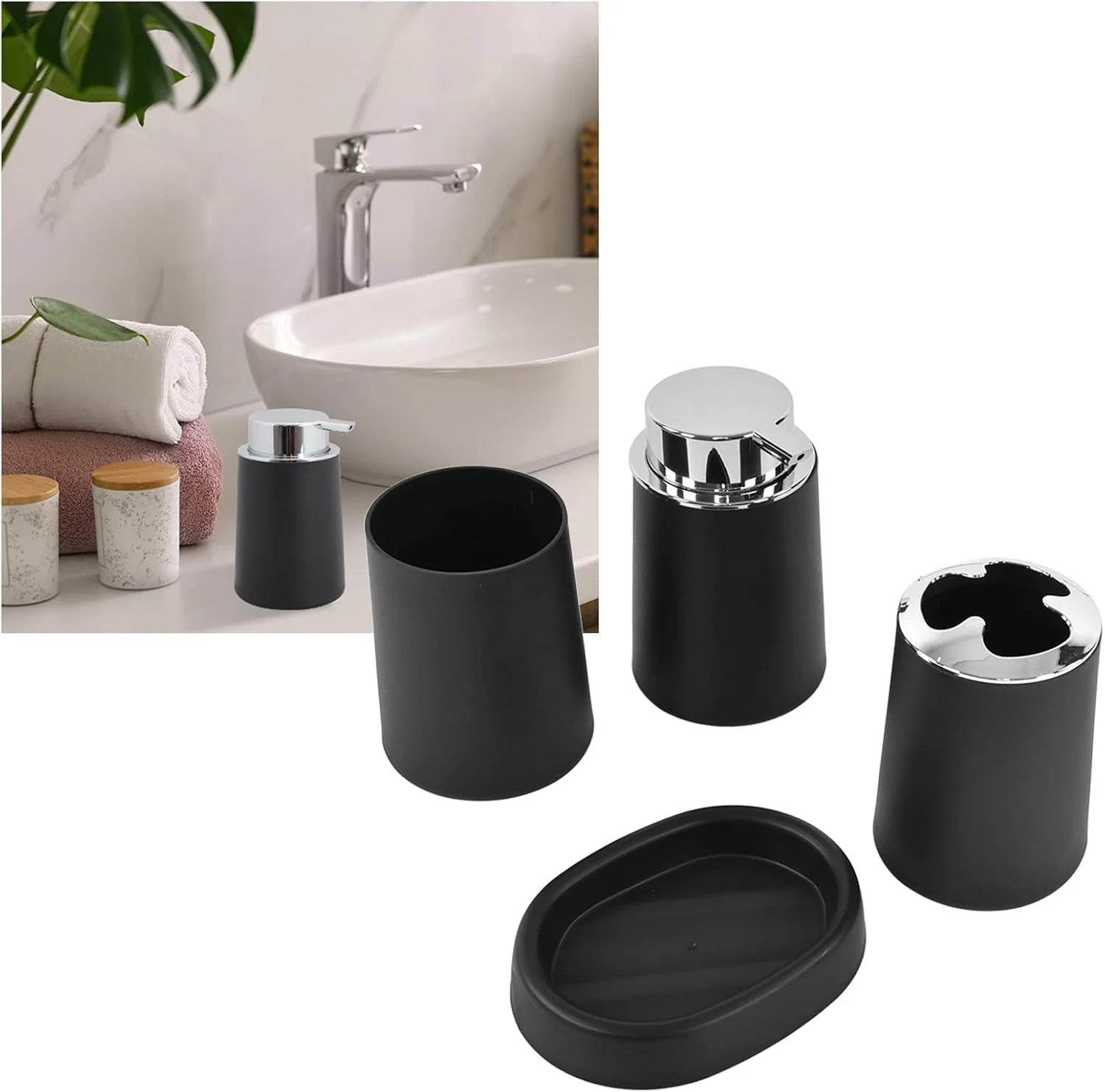 ست لوازم حمام، فنجان جداکننده راحت با نازل آبکاری شده، لوازم جانبی حمام برای اتاق دوش مناسب برای منزل