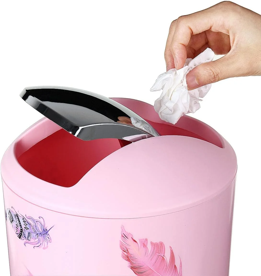 ست لوازم جانبی حمام 6 تکه شامل جا مایع دستشویی، جا مسواکی، سطل زباله و برس توالت