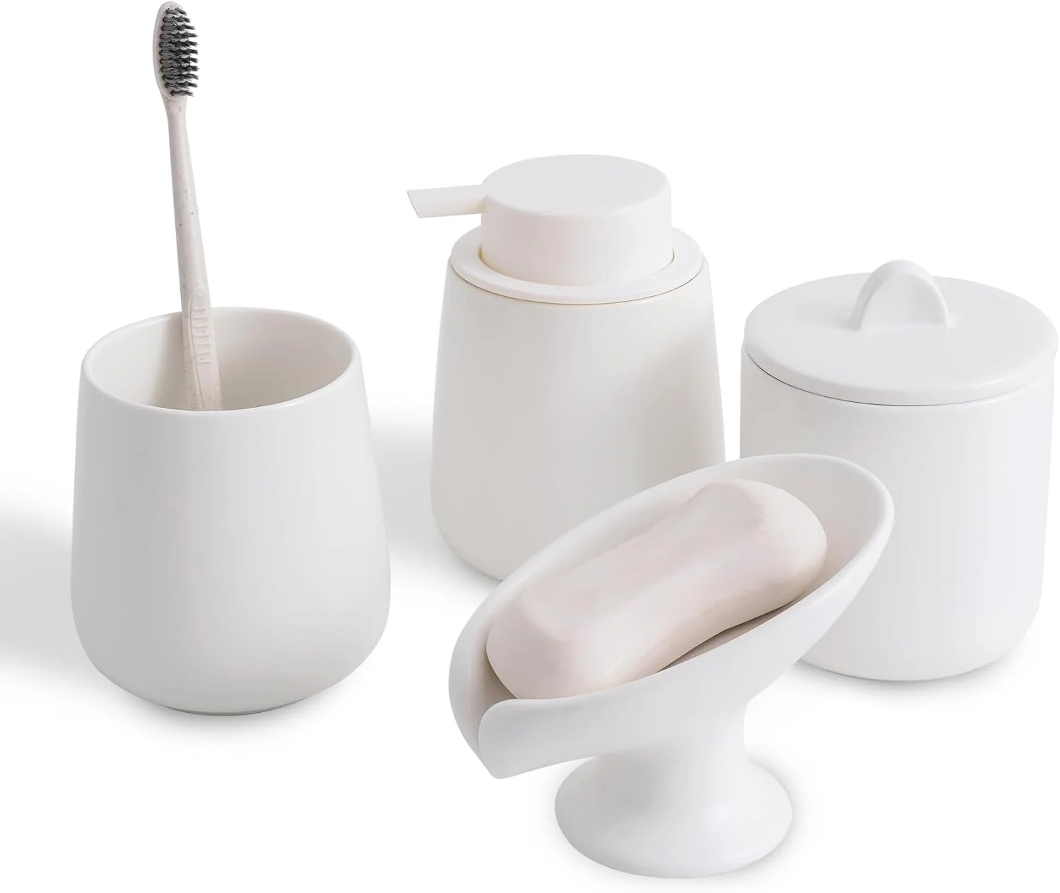 ست ۴ تکه لوازم جانبی سرامیکی حمام (سفید - فوم)