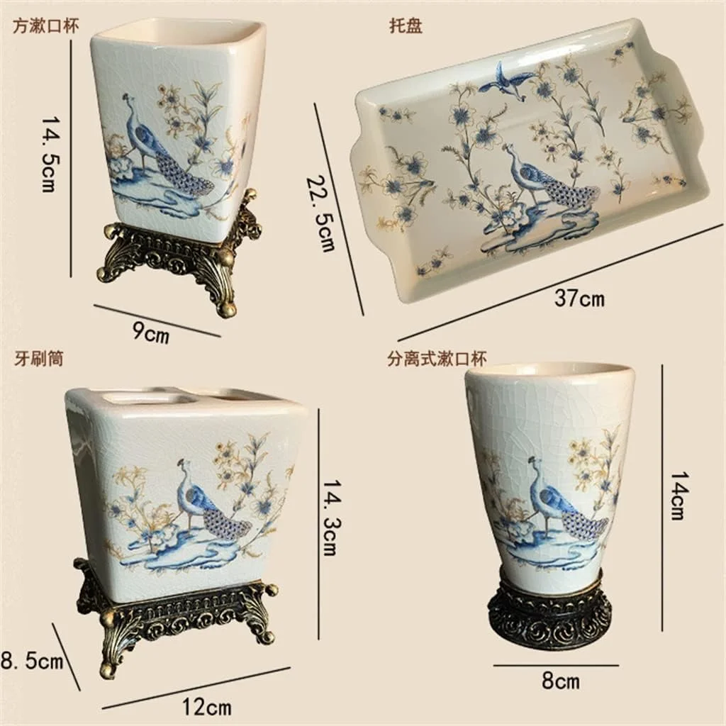 ست لوازم حمام شامل جا مسواکی و لیوان دهانشویه، ست لوازم بهداشتی سرامیکی