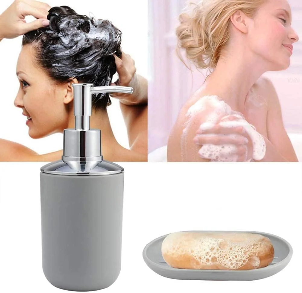 ست لوازم جانبی حمام Arabest، مجموعه 6 تکه لوازم جانبی پلاستیکی حمام، ست های دکوری حمام برای پیشخوان تزئینی و هدیه خانه نویی (خاکستری)