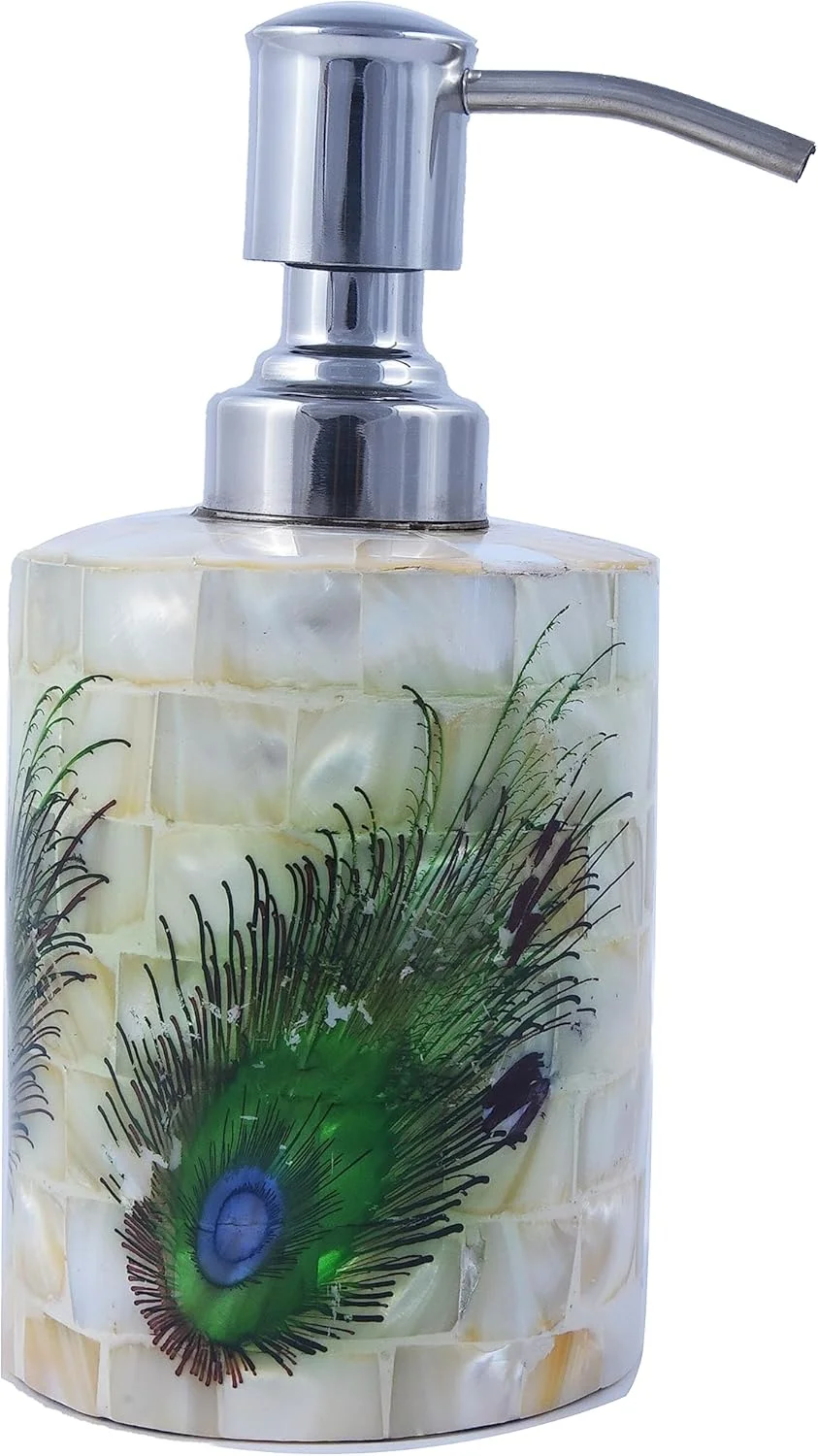 ست لوازم حمام ۴ تکه آرک وود آرت اینترنشنال، ست لوازم جانبی حمام منحصر به فرد، مجموعه رزین پلی با کیفیت بالا - جا مایع لوسیون/جا مسواکی/جا پنبه/سینی/لیوان