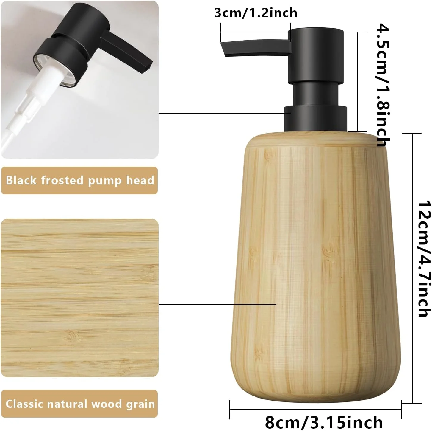 ست لوازم جانبی حمام بامبو رترو Asashizen، 4 تکه - جا صابونی، جا مایع صابون، سینی، لیوان دهانشویه برای ست لوازم جانبی حمام هتل اداری خانگی