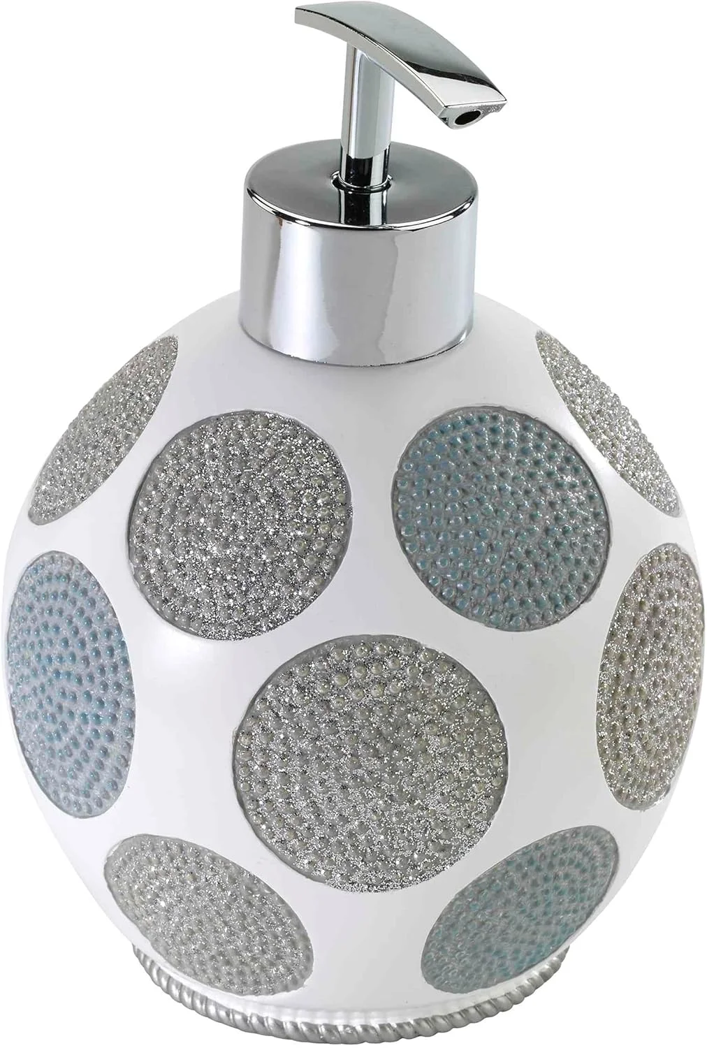 آوانتی لیننز - ست لوازم جانبی حمام، لیوان، جا مسواکی، جای صابون، پمپ لوسیون، دکور بادوام حمام (مجموعه دایره های نقطه ای)