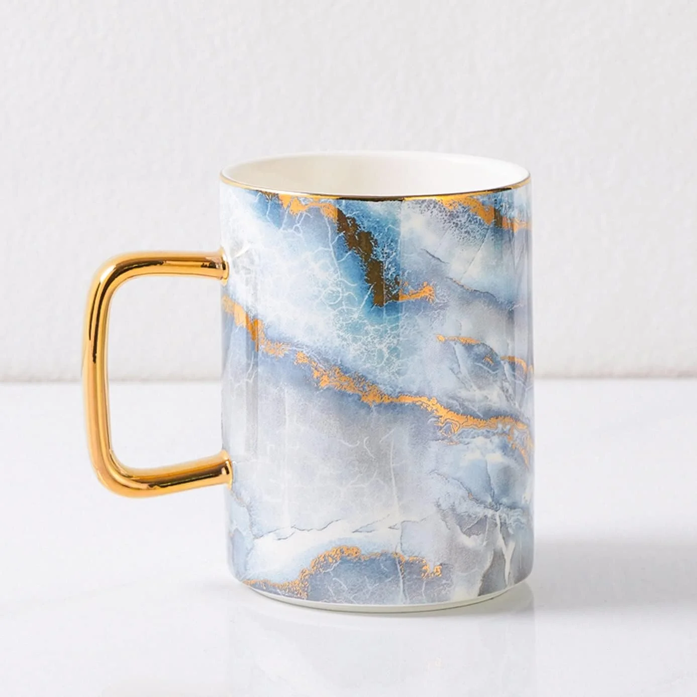 ست لوازم جانبی سرامیکی لوکس سرویس بهداشتی AVLUZ، کیت دکوری پیشخوان روشویی شامل جا مایع لوسیون، جا مسواکی، 2 لیوان، جا صابونی (اندازه: همراه با سینی فلزی)