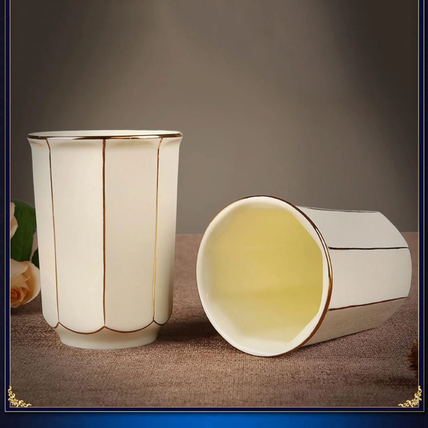 ست لوازم جانبی سرامیکی حمام AVLUZ، ست 6 تکه لوکس برای تزئین پیشخوان روشویی، شامل جا مایع لوسیون، جا مسواکی، 2 لیوان، جا صابونی، سینی نگهدارنده