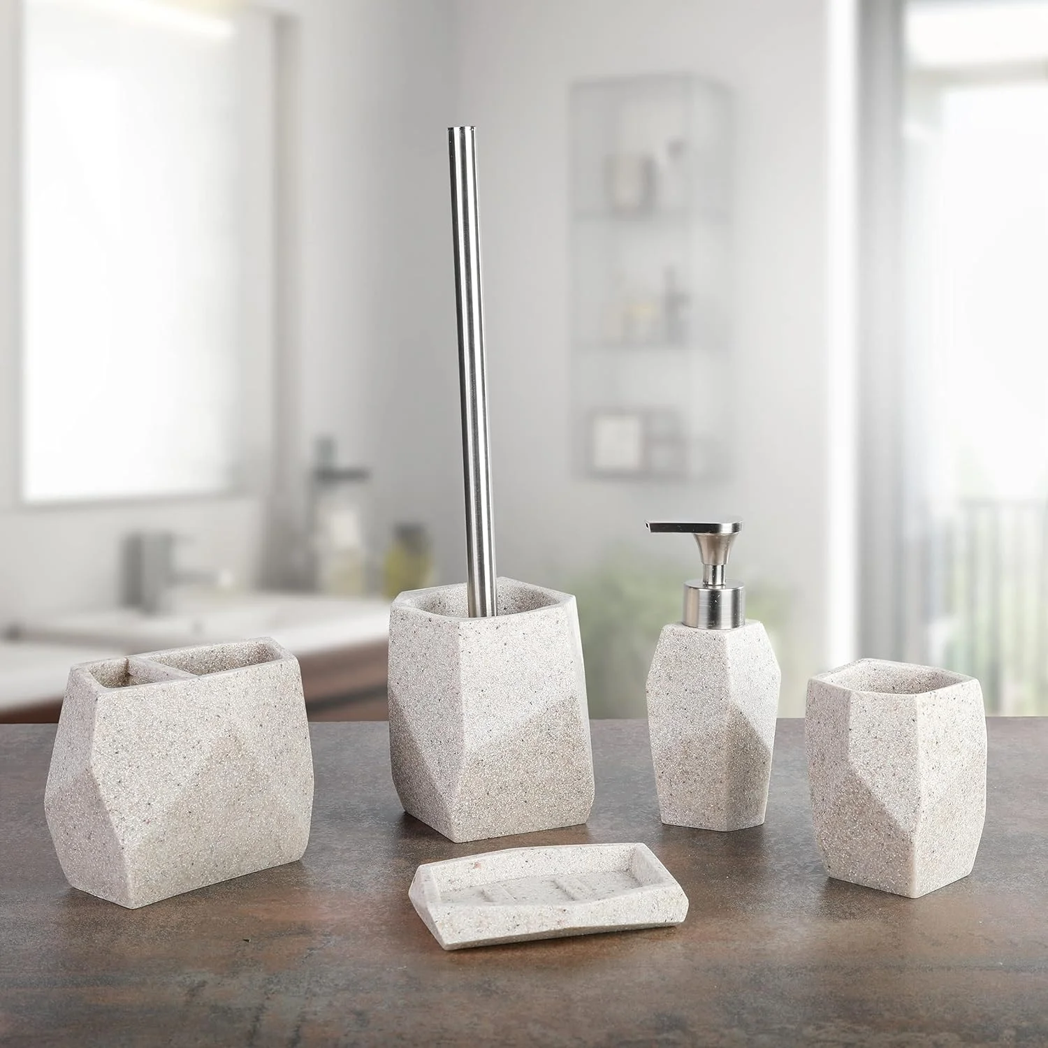 ست لوازم حمام آکسنتیا، بژ، 5 تکه