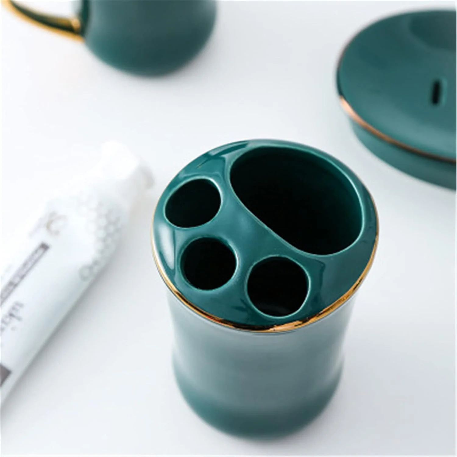 ست سرامیکی لوازم حمام، ست هفت تکه ساده به سبک اروپایی، لوازم بهداشتی سرامیکی خلاقانه برای منزل و هتل (رنگ: استایل H، سایز: تک سایز)