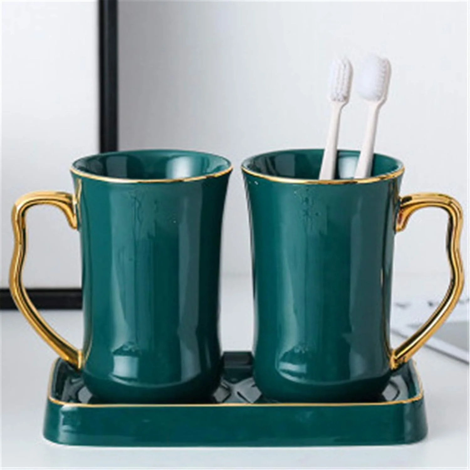 ست سرامیکی لوازم حمام، ست هفت تکه ساده به سبک اروپایی، لوازم بهداشتی سرامیکی خلاقانه برای منزل و هتل (رنگ: استایل A، سایز: تک سایز)