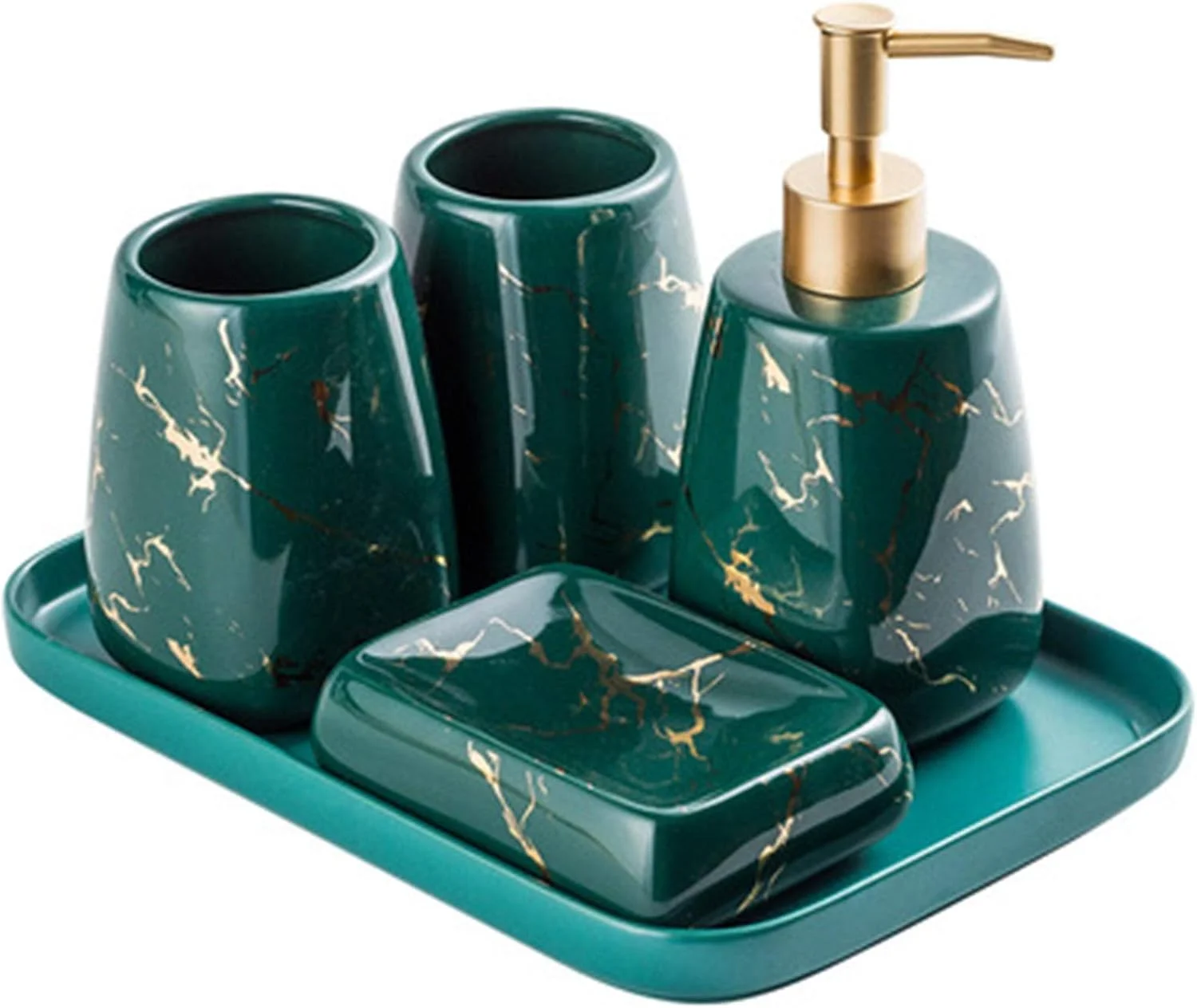 ست سرامیکی لوازم بهداشتی حمام BaiBnn، مناسب خانه و هتل، طرح مرمر نوردیک (رنگ: سبز تیره A، سایز: تک سایز) ست سرامیکی لوازم بهداشتی حمام BaiBnn، مناسب خانه و هتل، طرح مرمر نوردیک (رنگ: سبز تیره A، سایز: تک سایز)