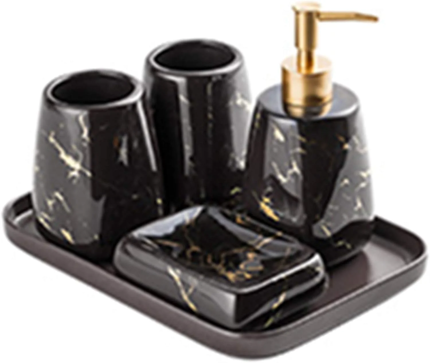 ست سرامیکی لوازم بهداشتی حمام BaiBnn، مناسب خانه و هتل، طرح مرمر نوردیک (رنگ: مشکی براق A، سایز: تک سایز) ست سرامیکی لوازم بهداشتی حمام BaiBnn، مناسب خانه و هتل، طرح مرمر نوردیک (رنگ: مشکی براق A، سایز: تک سایز)