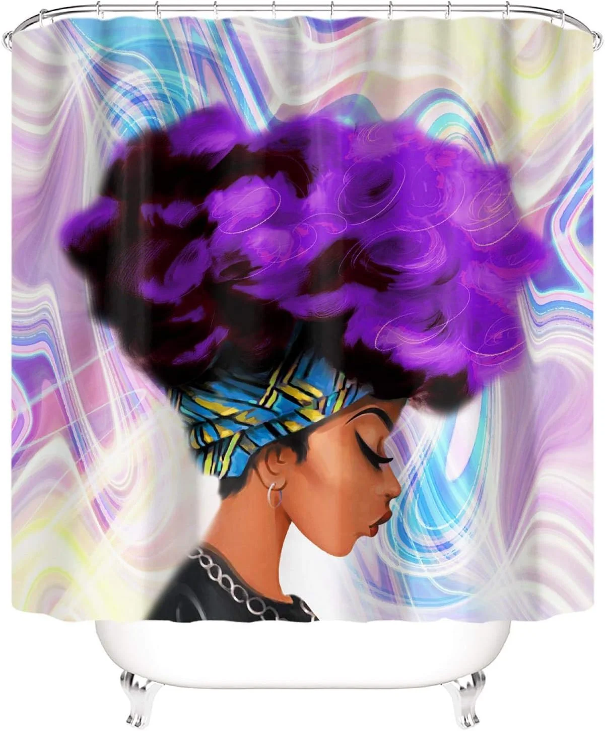 ست حمام ضد آب BANLV شامل پرده حمام، زیرانداز ضد لغزش، فرش حمام، روکش صندلی توالت، و پادری