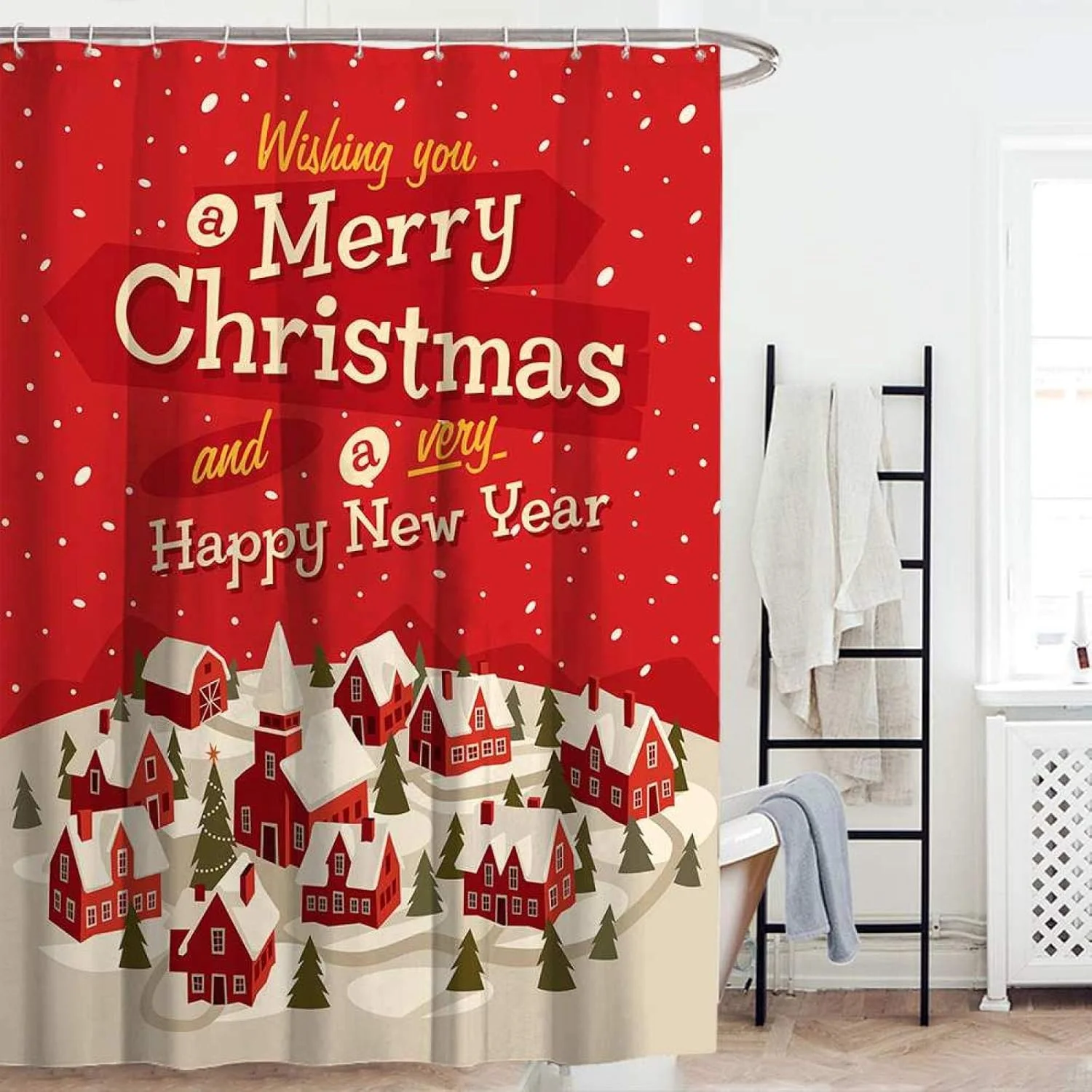 ست پرده حمام کریسمس مبارک جدید BANLV 2020، ست زیرانداز حمام، پرده حمام ضد آب، روکش توالت، فرش ضد لغزش، دکور کریسمس