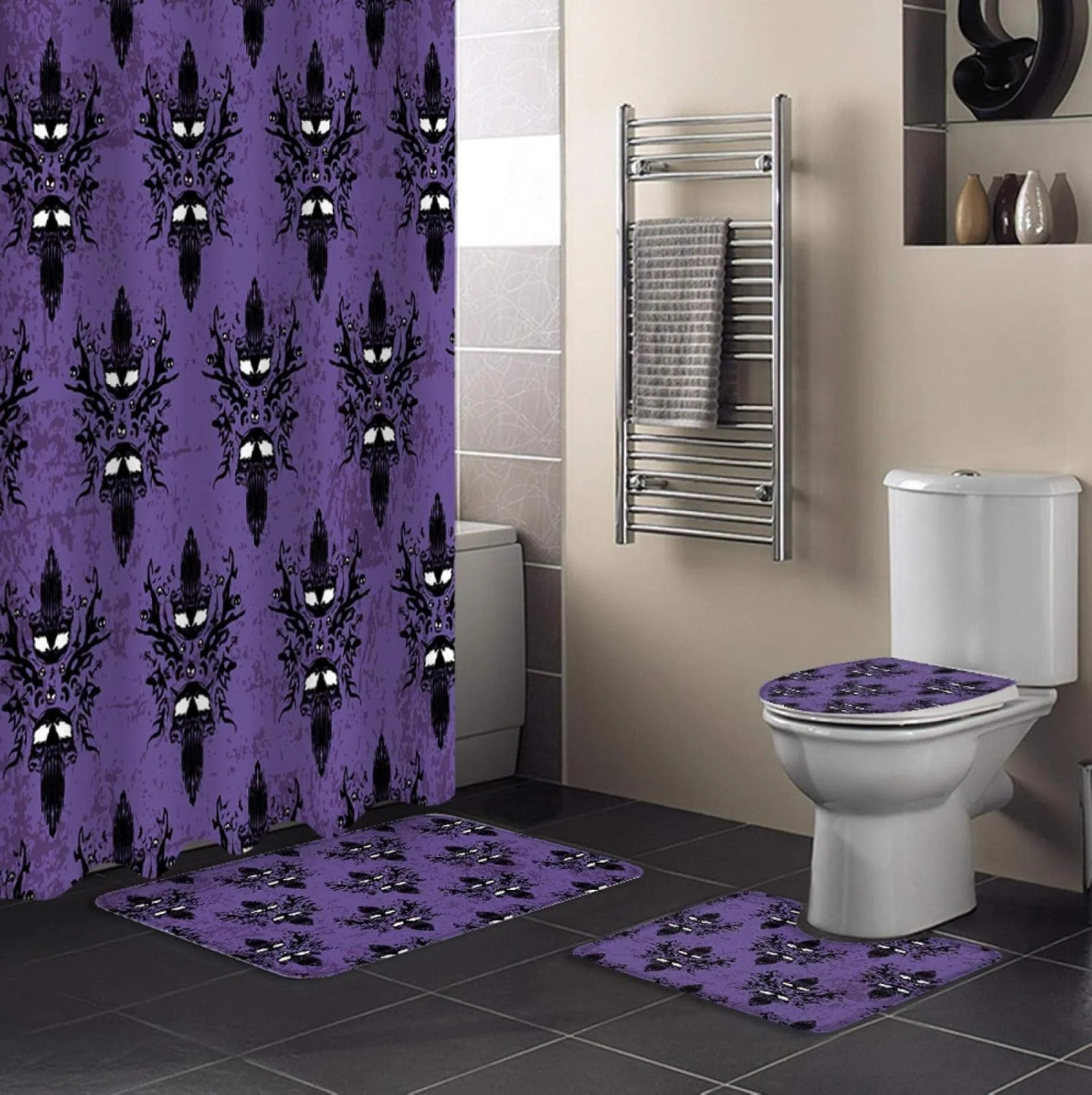 ست پرده حمام ضد آب بنفش با دوام BANLV، فرش حمام، کوسن صندلی توالت، پادری