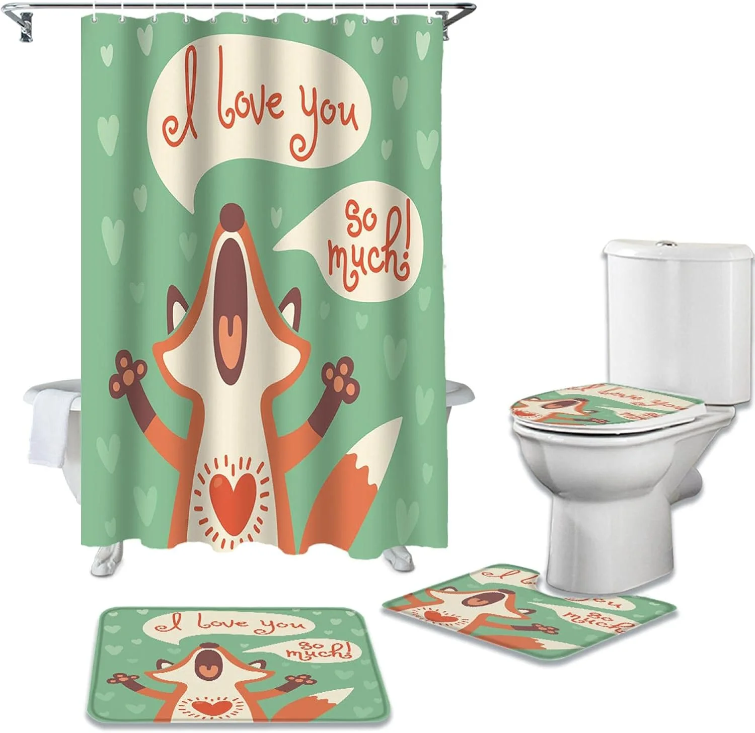 ست پرده حمام ضد آب بادوام، فرش دستشویی، روکش صندلی توالت، پادری