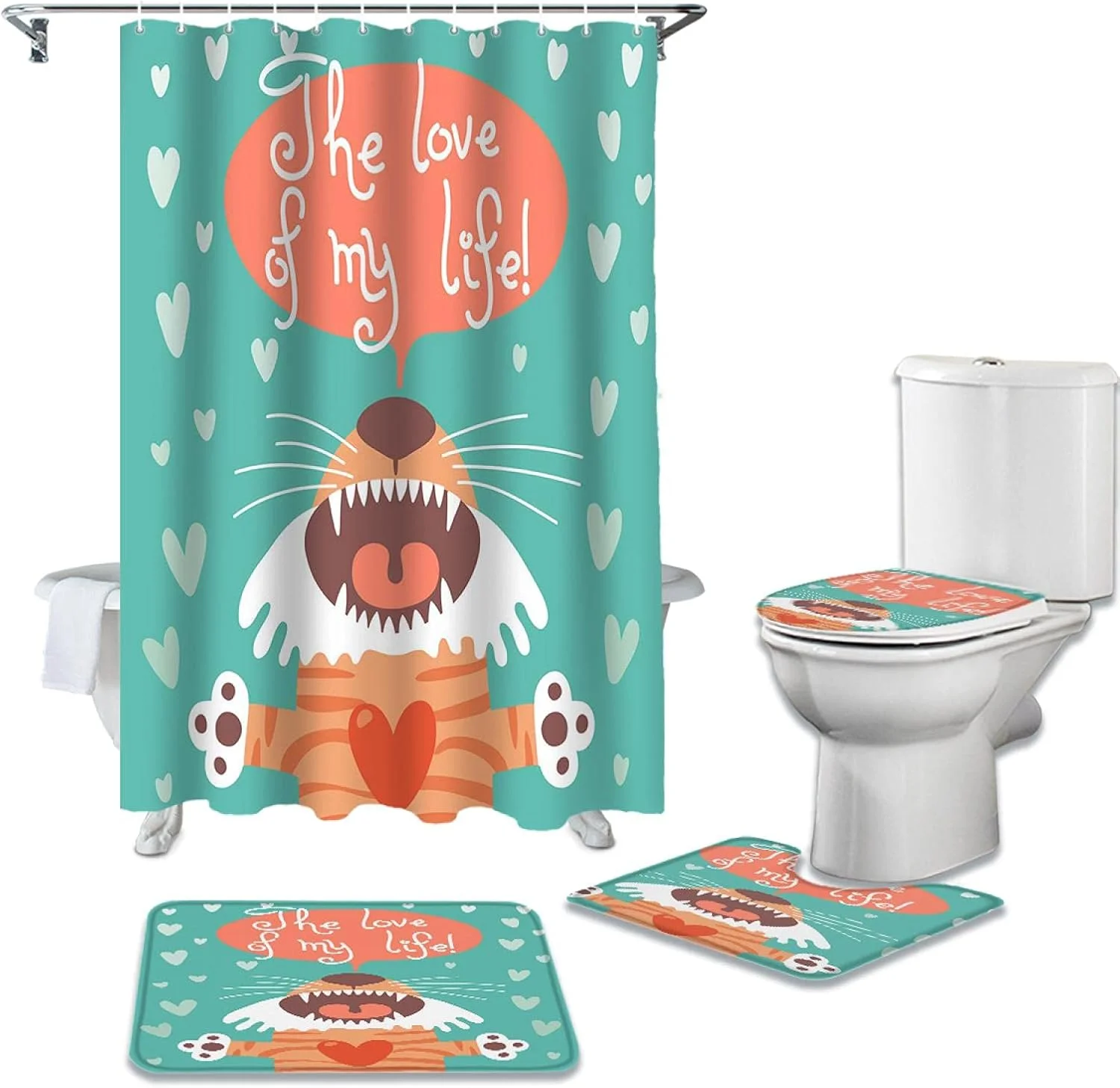 ست پرده حمام ضد آب BANLV، فرش حمام، روکش صندلی توالت، کوسن، پادری