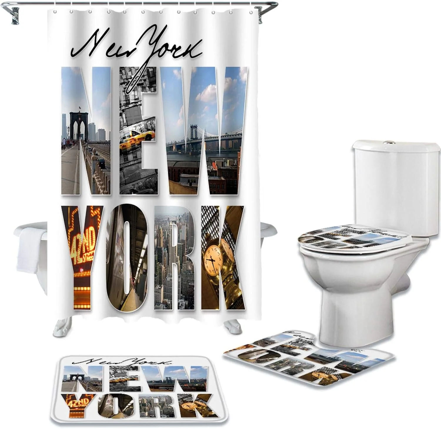 ست پرده حمام ضد آب BANLV، فرش حمام، روکش صندلی توالت، کوسن، پادری