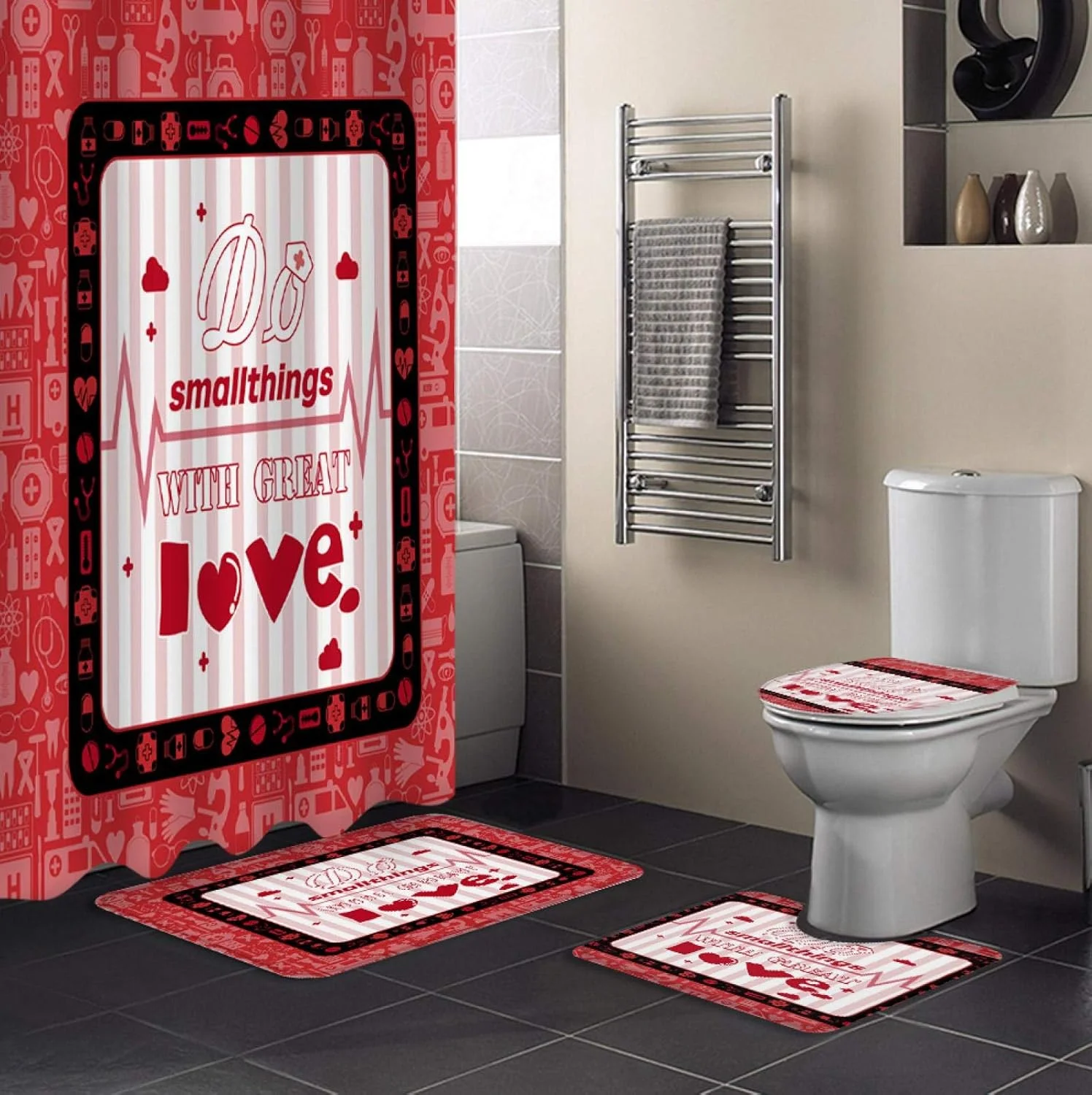 ست پرده حمام ضد آب BANLV، فرش حمام، روکش صندلی توالت، کوسن، پادری