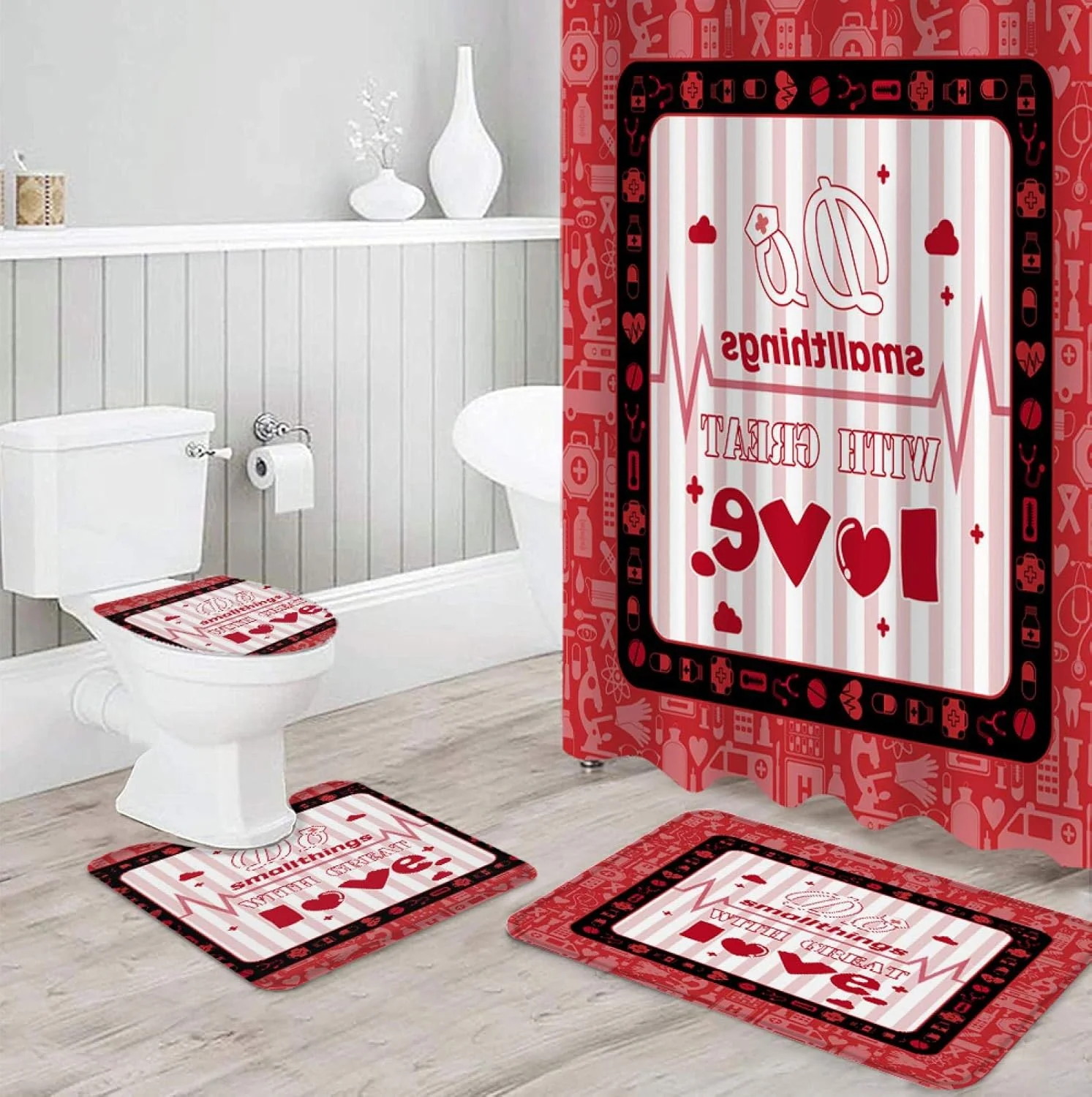 ست پرده حمام ضد آب BANLV، فرش حمام، روکش صندلی توالت، کوسن، پادری