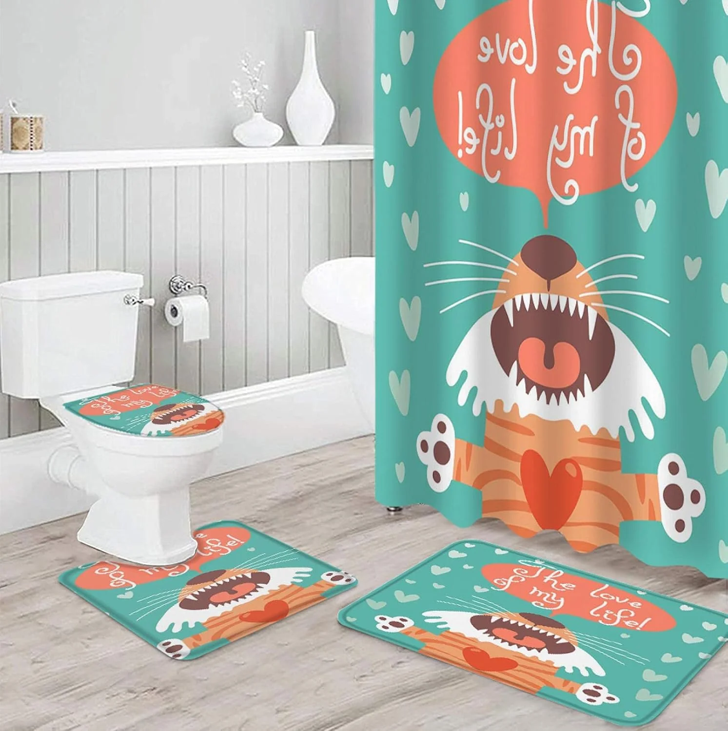 ست پرده حمام ضد آب BANLV، فرش حمام، روکش صندلی توالت، کوسن، پادری