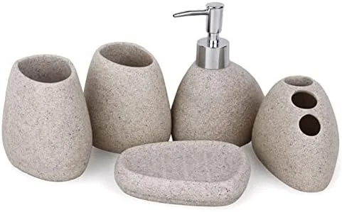 ست لوازم جانبی حمام، ست دکوری حمام، ست لوازم جانبی حمام، ست پخش کننده صابون حمام، جنس رزین مناسب برای خانه، هتل